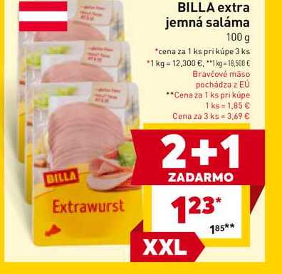 BILLA extra jemná saláma 100 g 