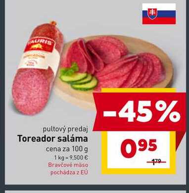 Toreador saláma cena za 100 g 