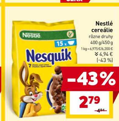 Nestlé cereálie rôzne druhy 400 g/450 g