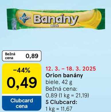 Orion banány biele, 42 g 