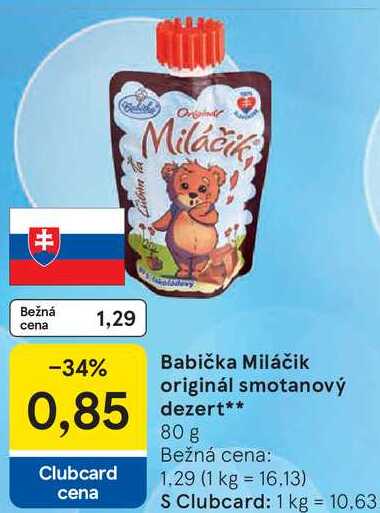 Babička Miláčik originál smotanový dezert, 80 g