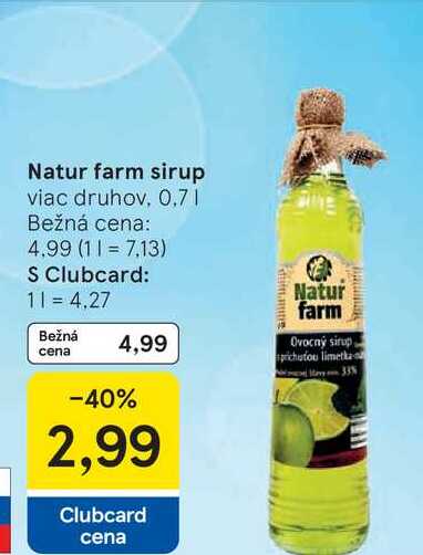 Natur farm sirup, 0,7 l