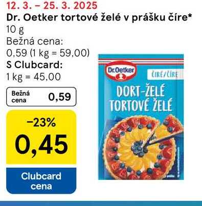 Dr. Oetker tortové želé v prášku číre, 10 g