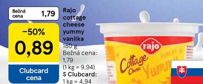 Rajo cottage cheese yummy vanilka, 180 g