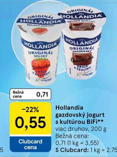 Hollandia gazdovský jogurt s kultúrou BiFi, 200 g