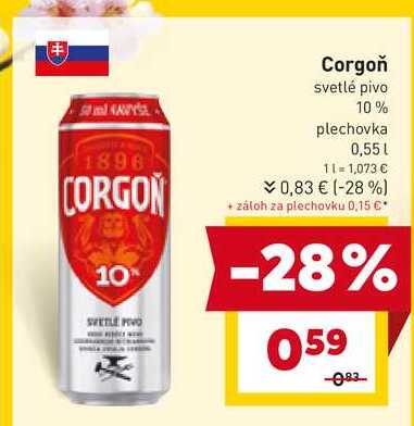 Corgoň svetlé pivo 10% plechovka 0,55l