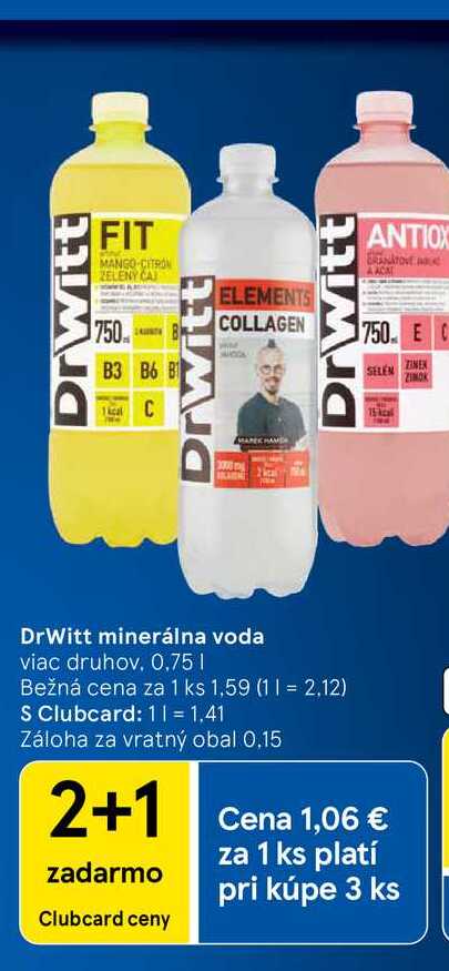 DrWitt minerálna voda viac druhov 0.75 l v akcii