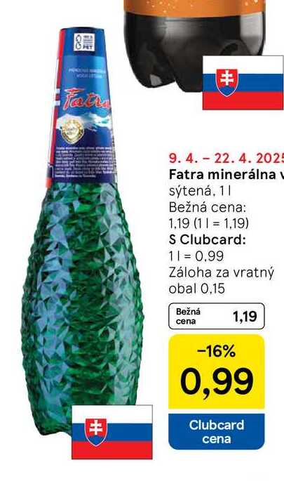 Fatra Prírodná minerálna voda sýtená 1 l v akcii