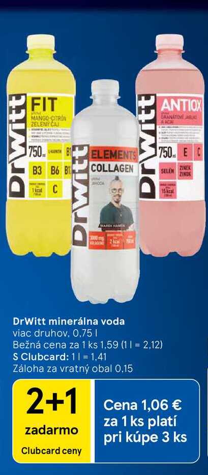 DrWitt minerálna voda viac druhov 0,75l v akcii