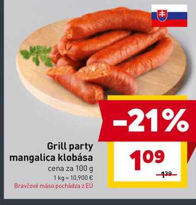 Grill party mangalica klobása cena za 100 g
