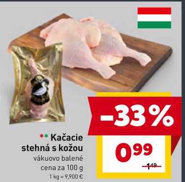 Kačacie stehná s kožou vákuovo balené cena za 100 g