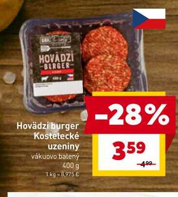 Hovädzí burger Kostelecké uzeniny vákuovo balený 400 g
