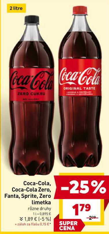 Coca-Cola 2 l, vybrané druhy 2l