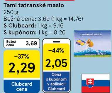 Tami tatranské maslo, 250 g v akcii