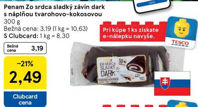 Penam Zo srdca sladký závin dark s náplňou tvarohovo-kokosovou, 300 g