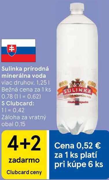 Sulinka prírodná minerálna voda, 1,25 l