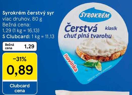 Syrokrém čerstvý syr, 80 g
