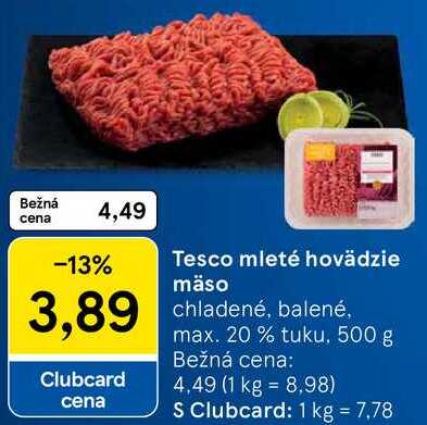 Tesco mleté hovädzie mäso , 500 g