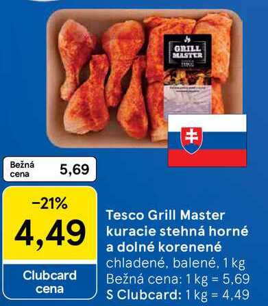 Tesco Grill Master kuracie stehná horné a dolné korenené, 1 kg