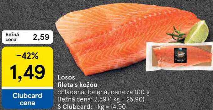 Losos fileta s kožou, cena za 100 g