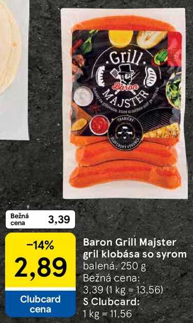 Baron Grill Majster gril klobása so syrom, 250 g 