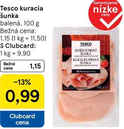 Tesco kuracia šunka, 100 g