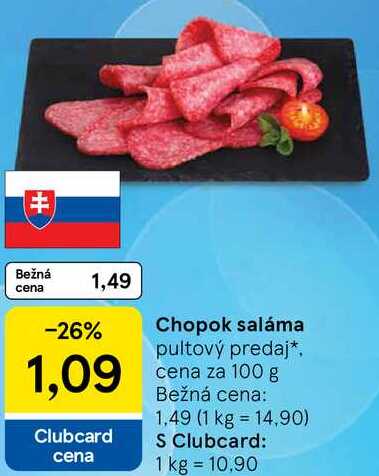 Chopok saláma, cena za 100 g