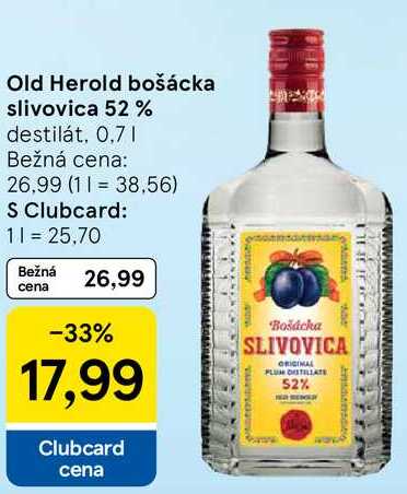 Old Herold bošácka slivovica 52%, 0,7 l