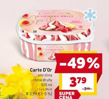 Carte D'Or zmrzlina rôzne druhy 825 ml 