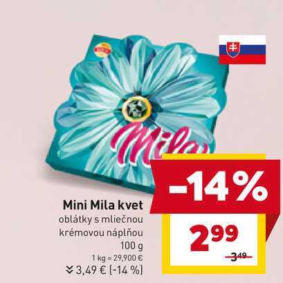 Mila kvet oblátky s mliečnou krémovou náplňou 100 g 