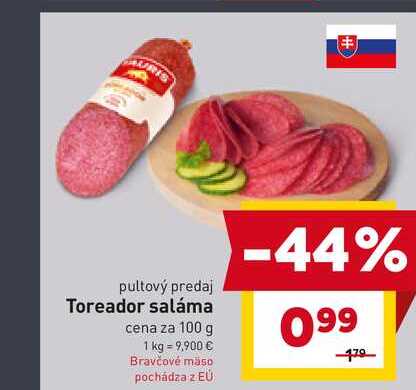 Toreador saláma cena za 100 g 