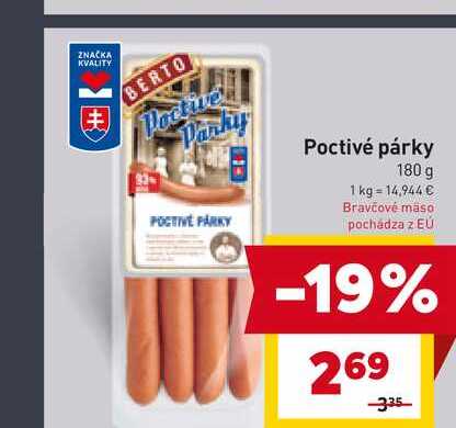 Poctivé párky 180 g 