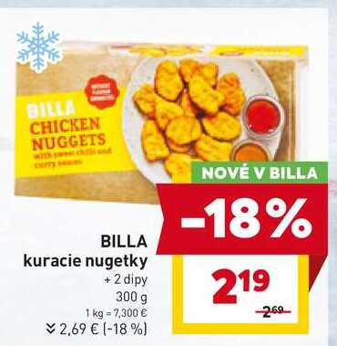 BILLA kuracie nugetky +2 dipy 300 g 