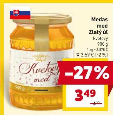 Medas med Zlatý úľ kvetový 900 g