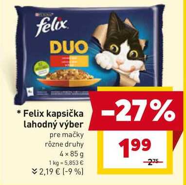 Felix kapsička lahodný výber pre mačky rôzne druhy 4 x 85 g