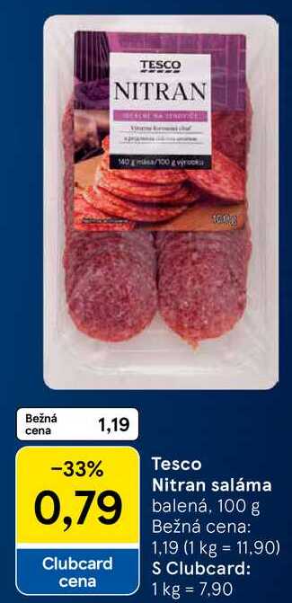 Tesco Nitran saláma, 100 g 