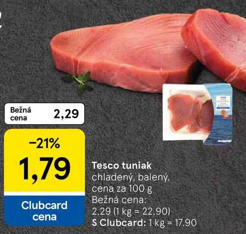 Tesco tuniak, cena za 100 g 