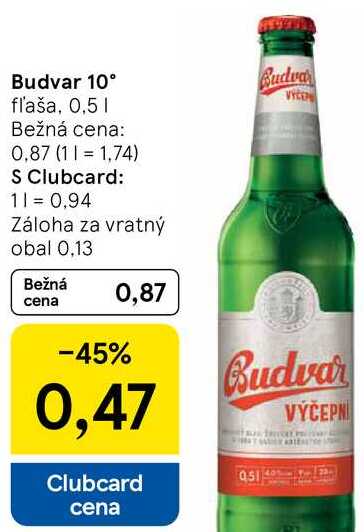 Budvar 10°, 0,5 l