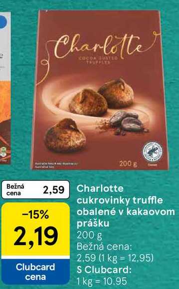 Charlotte cukrovinky truffle obalené v kakaovom prášku, 200 g