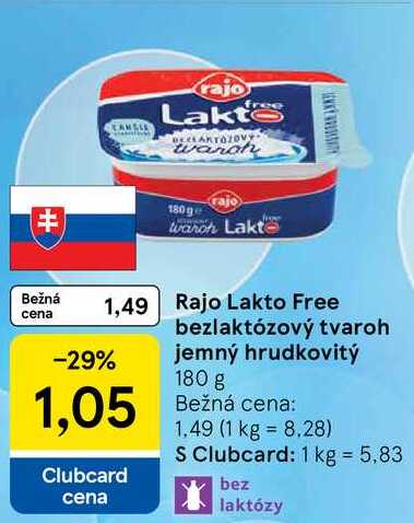 Rajo Lakto Free bezlaktózový tvaroh jemný hrudkovitý, 180 g