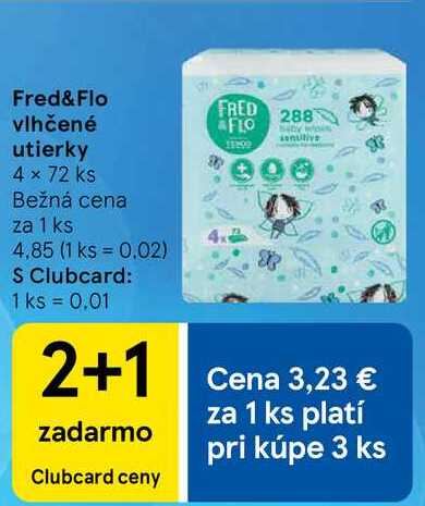 Fred&Flo vlhčené utierky, 4x 72 ks 