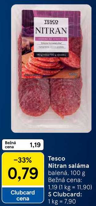 Tesco Nitran saláma, 100 g