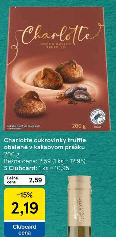 Charlotte cukrovinky truffle obalené v kakaovom prášku, 200 g 