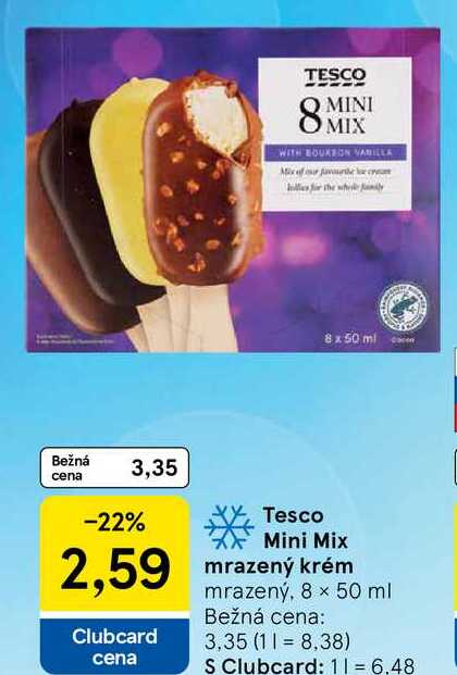 Tesco Mini Mix mrazený krém, 8x 50 ml