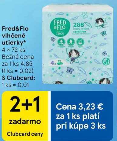 Fred&Flo vlhčené utierky, 4x 72 ks 
