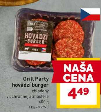 Grill Party hovädzí burger chladený vochrannej atmosfére 400 g 
