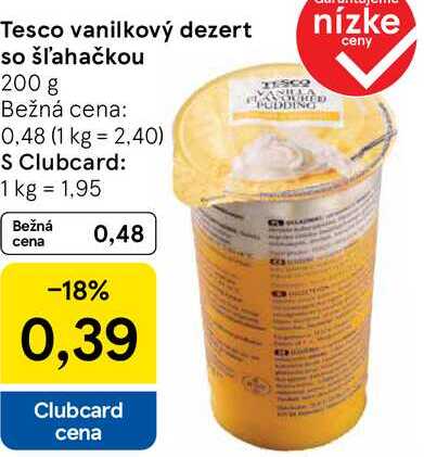 Tesco vanilkový dezert so šľahačkou, 200 g