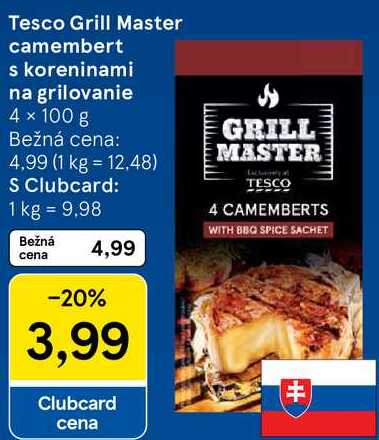 Tesco Grill Master camembert s koreninami na grilovanie, 4x 100 g