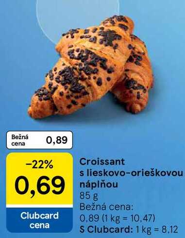 Croissant s lieskovo-orieškovou náplňou, 85 g 
