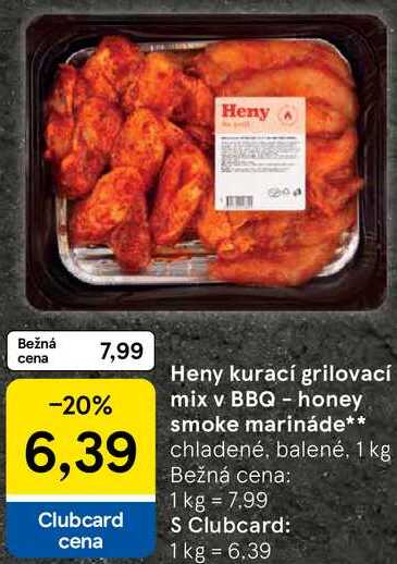 Heny kurací grilovací mix v BBQ - honey smoke marináde, 1 kg